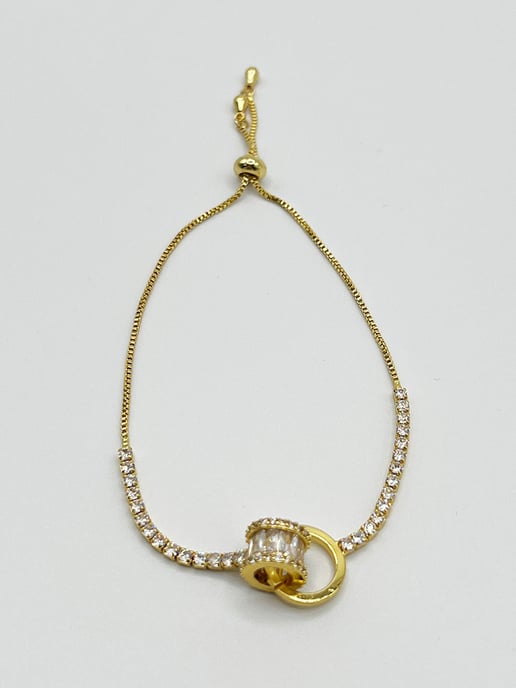 Double Ring Diamante Bracelet In Gold - Gift Boxed - Image 4
