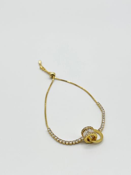 Double Ring Diamante Bracelet In Gold - Gift Boxed - Image 5