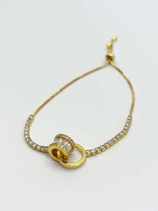 Double Ring Diamante Bracelet In Gold - Gift Boxed - Image 6
