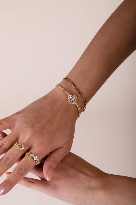 Clover Diamante Bracelet In Gold - Gift Boxed - Image 1
