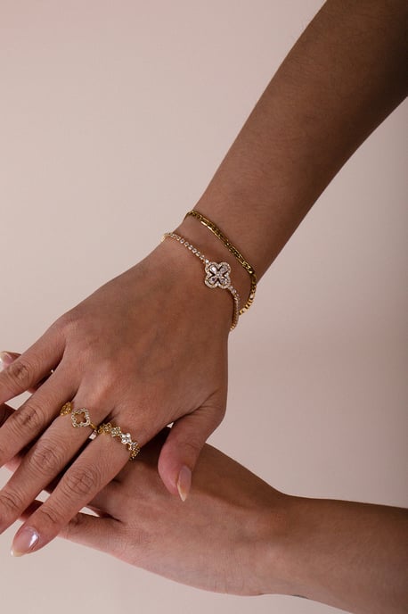 Clover Diamante Bracelet In Gold - Gift Boxed - Image 4