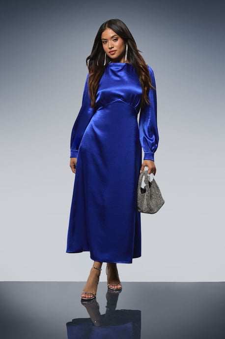 Petite DP Luxe Blouson Empire Sleeve Seam Detail Midi Dress - Image 1