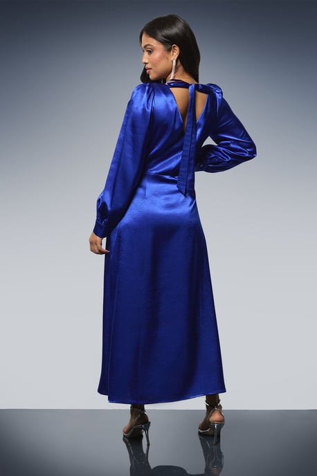 Petite DP Luxe Blouson Empire Sleeve Seam Detail Midi Dress - Image 3