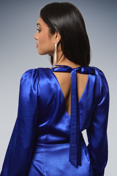 Petite DP Luxe Blouson Empire Sleeve Seam Detail Midi Dress - Image 4