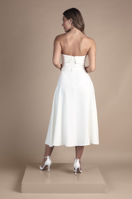 Bandeau Bow Waist Midi Wedding Dress - Image 3