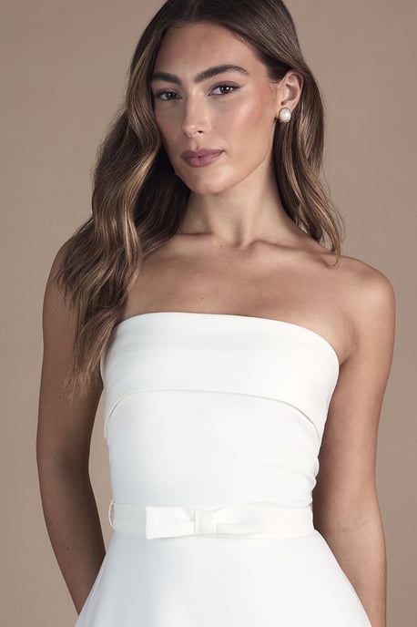 Bandeau Bow Waist Midi Wedding Dress - Image 4