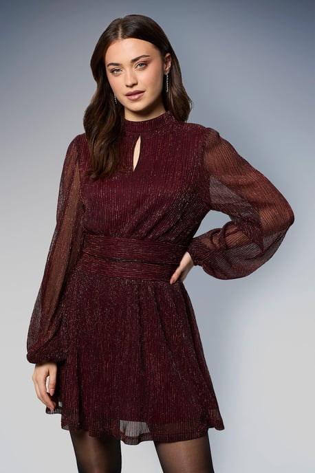 DP Luxe Sparkle Plisse Jersey High Neck Mini Dress - Image 2