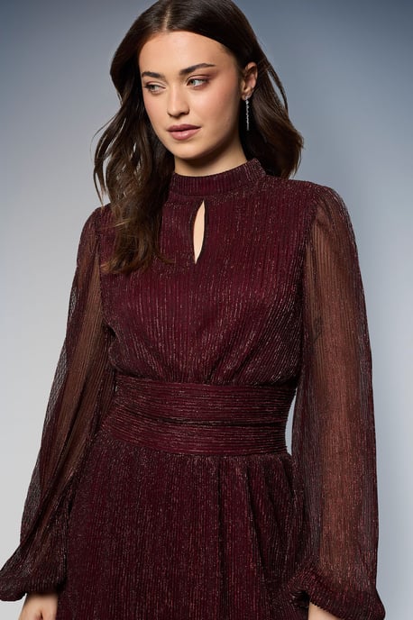 DP Luxe Sparkle Plisse Jersey High Neck Mini Dress - Image 4