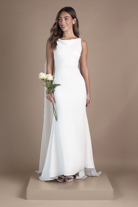 Petite Chiffon Cowl Back Detail Wedding Dress - Image 1