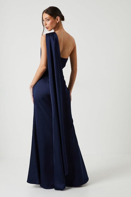 Coast Honoured Drape One Shoulder Satin Maxi Bridesmaid Dress - Image 3