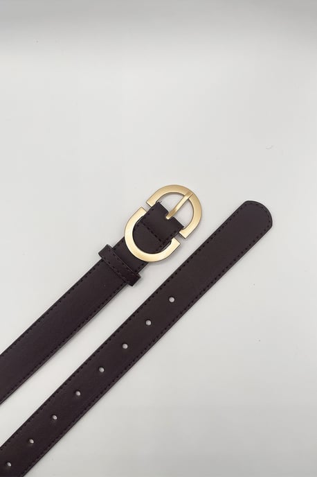 Gold Metal Buckle In Dark Brown - Image 1