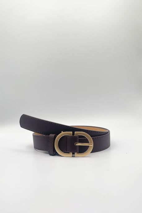 Gold Metal Buckle In Dark Brown - Image 2