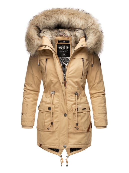 Navahoo Premium Dam Vinterjacka Honigfee – Varm Parkas med Avtagbar Fuskpäls - Image 1
