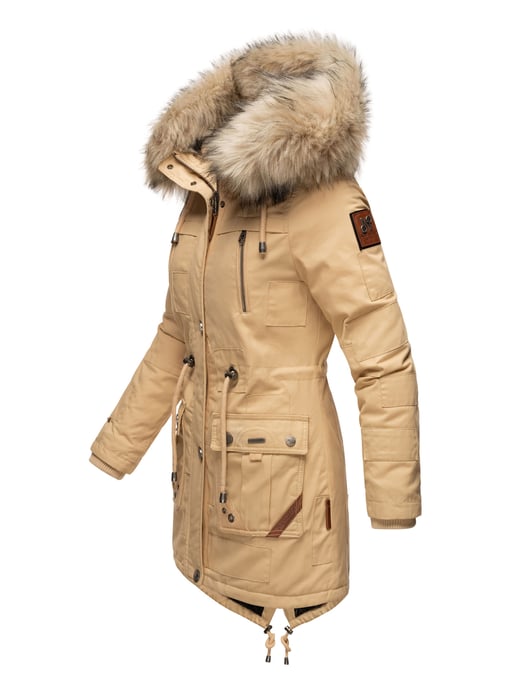Navahoo Premium Dam Vinterjacka Honigfee – Varm Parkas med Avtagbar Fuskpäls - Image 2
