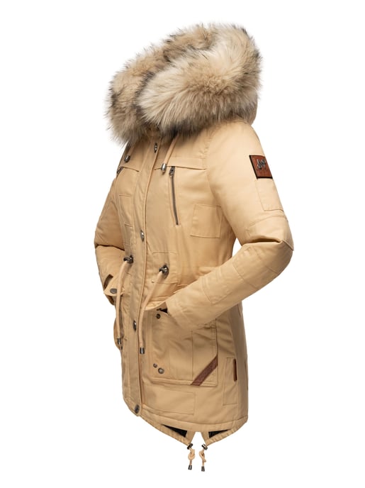 Navahoo Premium Dam Vinterjacka Honigfee – Varm Parkas med Avtagbar Fuskpäls - Image 3