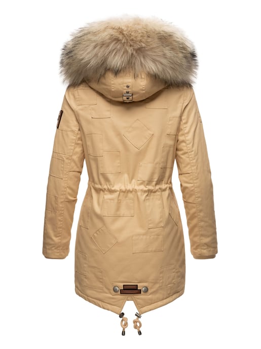 Navahoo Premium Dam Vinterjacka Honigfee – Varm Parkas med Avtagbar Fuskpäls - Image 4