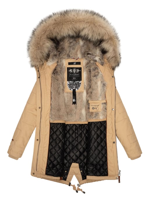 Navahoo Premium Dam Vinterjacka Honigfee – Varm Parkas med Avtagbar Fuskpäls - Image 5