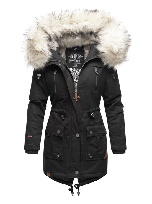 Navahoo Premium Dam Vinterjacka Honigfee – Varm Parkas med Avtagbar Fuskpäls - Image 1