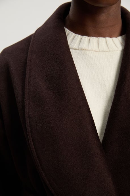Brushed Wool Belted Wrap Tailored Maxi Coat - Image 2