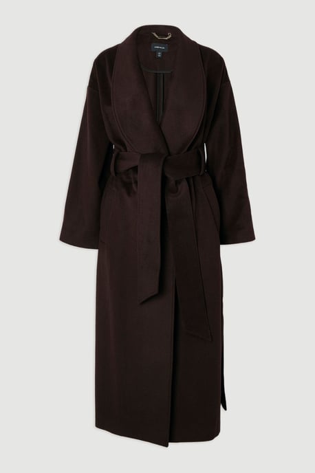 Brushed Wool Belted Wrap Tailored Maxi Coat - Image 4