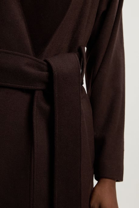 Brushed Wool Belted Wrap Tailored Maxi Coat - Image 5