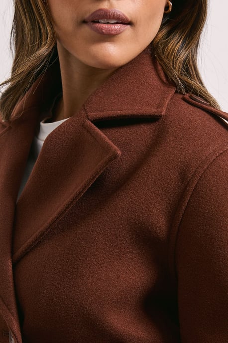 Short Faux Wool Trench Coat - Image 5