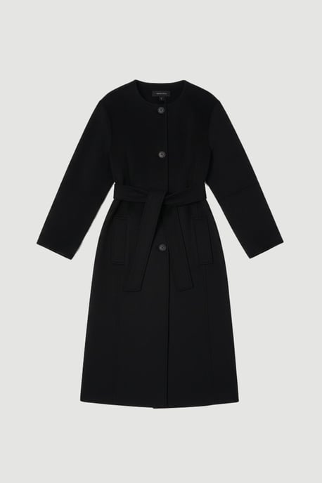 Brushed Wool Single Breasted Belted Tailored Maxi Coat - Image 4