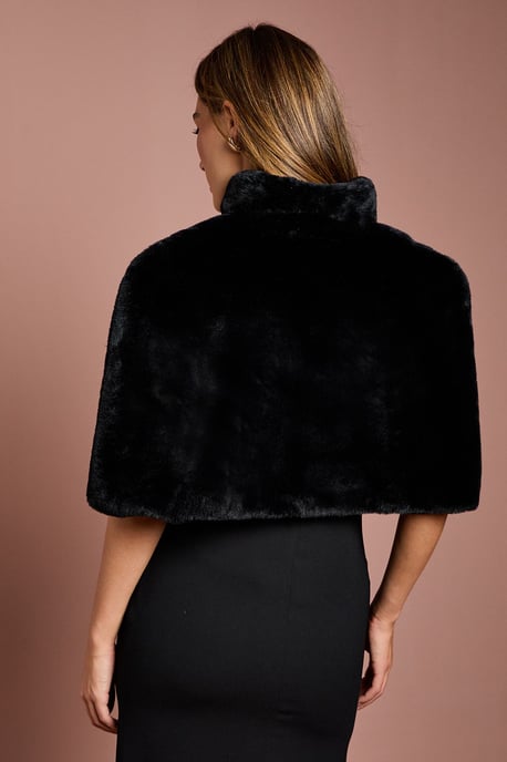 Black Faux Fur Short Cape - Image 4