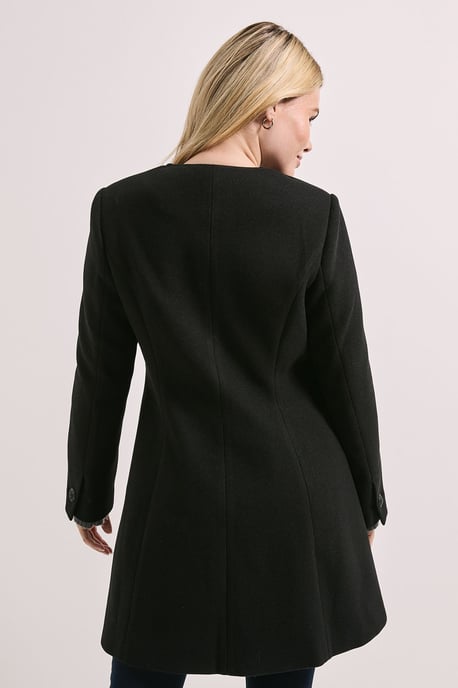Button Detail Faux Wool Midi Coat - Image 3
