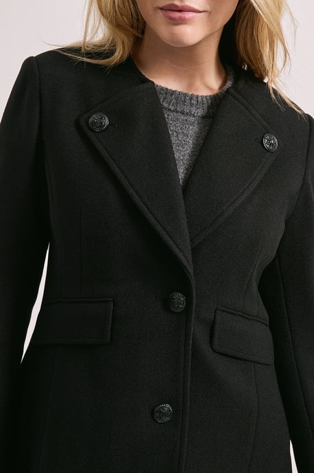 Button Detail Faux Wool Midi Coat - Image 5