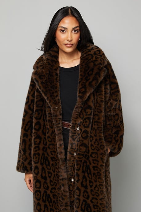 Petite Leopard Faux Fur Coat - Image 2