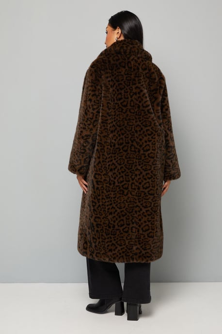 Petite Leopard Faux Fur Coat - Image 3