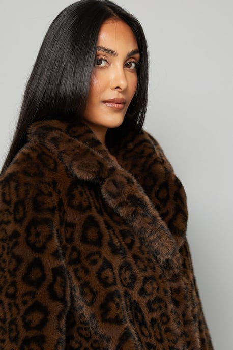 Petite Leopard Faux Fur Coat - Image 5