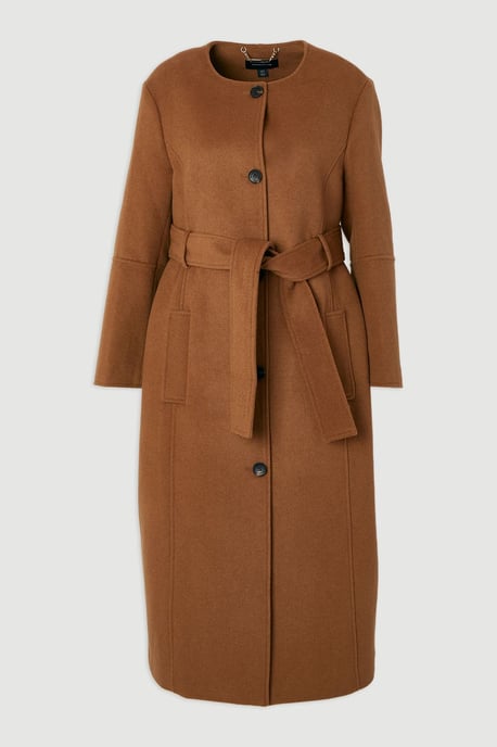 Brushed Wool Single Breasted Belted Tailored Maxi Coat - Image 4