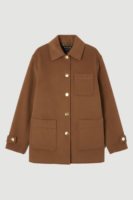 Brushed Wool Patch Pocket Tailored Medium Coat - Image 4