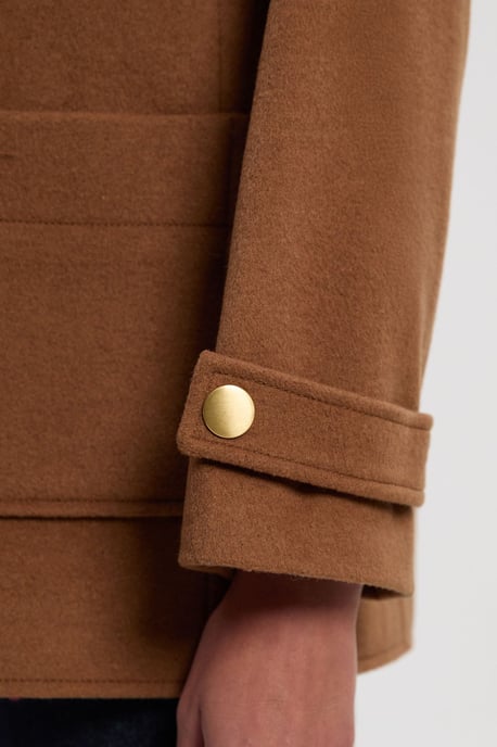 Brushed Wool Patch Pocket Tailored Medium Coat - Image 5