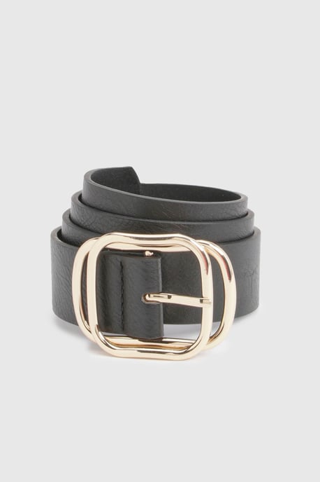 Faux Leather Double Buckle Detail Belt - Image 2