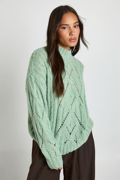 Soft Knit Cable High Neck Jumper - Image 1