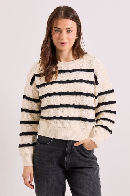 Pointelle Stripe Jumper - Image 1