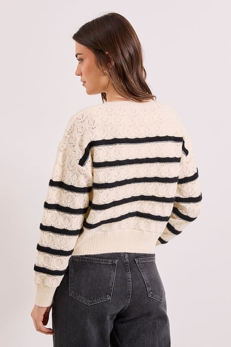 Pointelle Stripe Jumper - Image 3