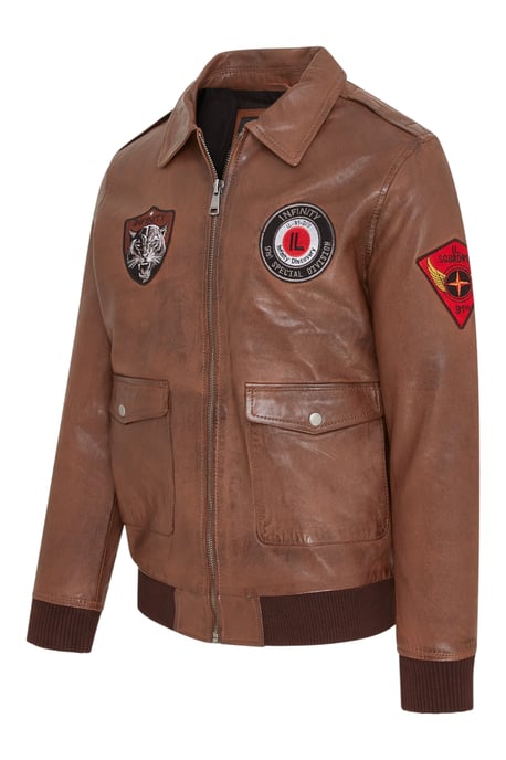 Herr Brun Läder Bomber G-1 Aviatorkragejacka - Maverick - Image 2