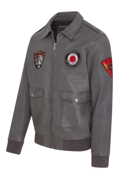 Herr Grå Läder Bomber G-1 Aviatorkragejacka - Maverick - Image 2