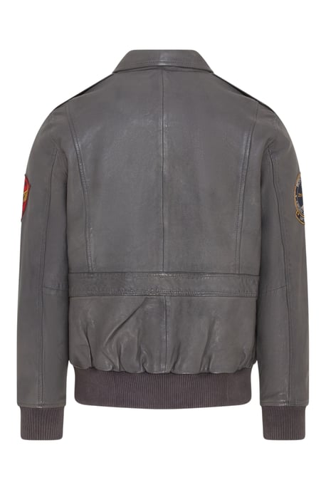 Herr Grå Läder Bomber G-1 Aviatorkragejacka - Maverick - Image 4