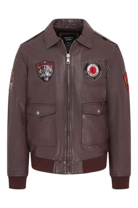 Herr Brun Läder Bomber G-1 Aviatorkragejacka - Maverick - Image 1