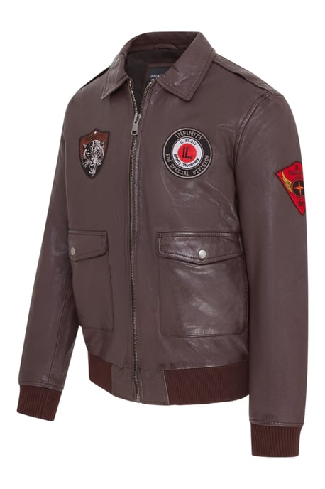 Herr Brun Läder Bomber G-1 Aviatorkragejacka - Maverick - Image 2