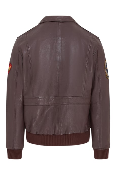 Herr Brun Läder Bomber G-1 Aviatorkragejacka - Maverick - Image 4