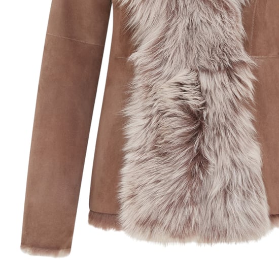 Dames Taupe Schapenvacht Toscana Shearling Suède Leren Jas - Noiré - Image 6