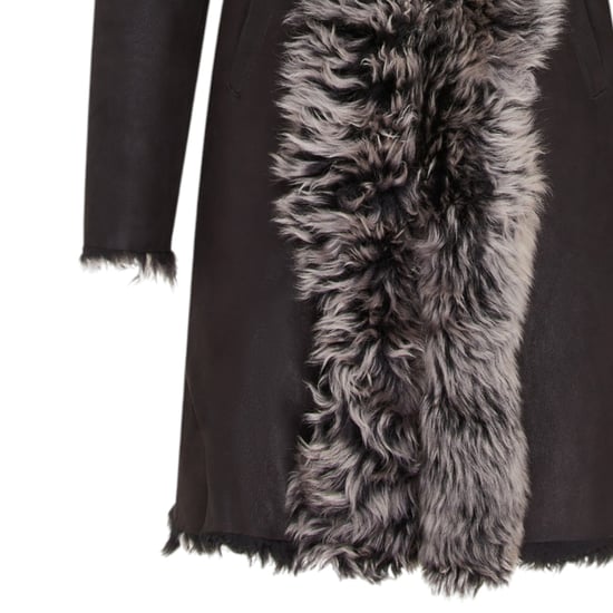 Dames zwarte Toscaanse schapenvacht leren trenchcoat met capuchon - Coast - Image 6