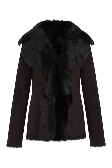 Svart Toscana Merino Shearling Mockajacka Dam i Fårskinn - Siena - Image 2