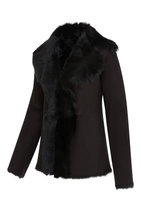 Svart Toscana Merino Shearling Mockajacka Dam i Fårskinn - Siena - Image 4